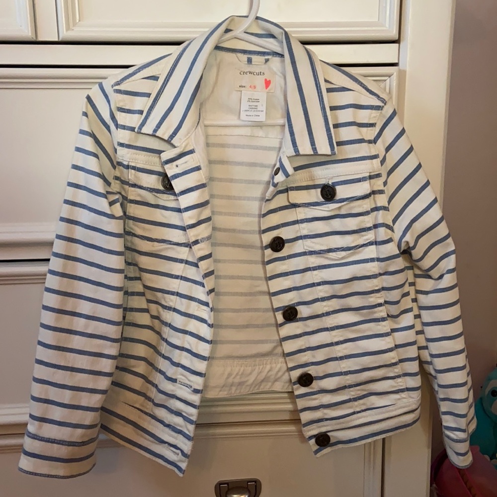 JCrew Crewcuts stripped denim jacket